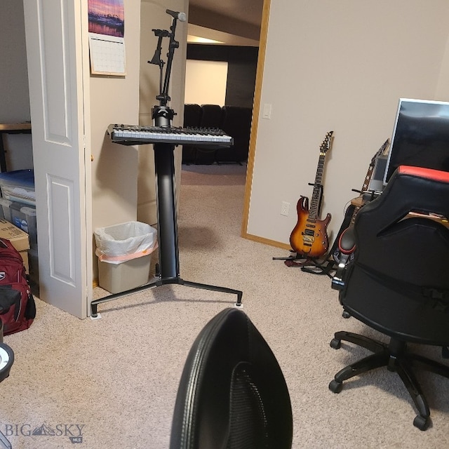 exercise room with carpet floors