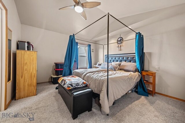 1311 Cruiser Ln, Belgrade, MT 59714 - carpeted bedroom with vaulted ceiling and ceiling fan