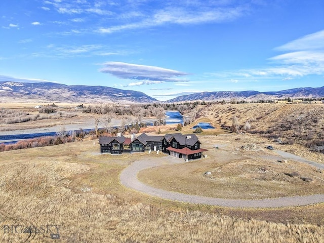 drone / aerial view with a mountain view