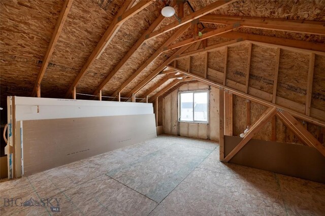 view of unfinished attic