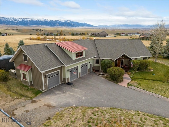 bird's eye view featuring a mountain view