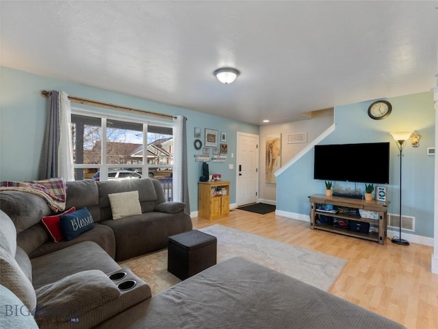 living room featuring light hardwood / wood-style floors