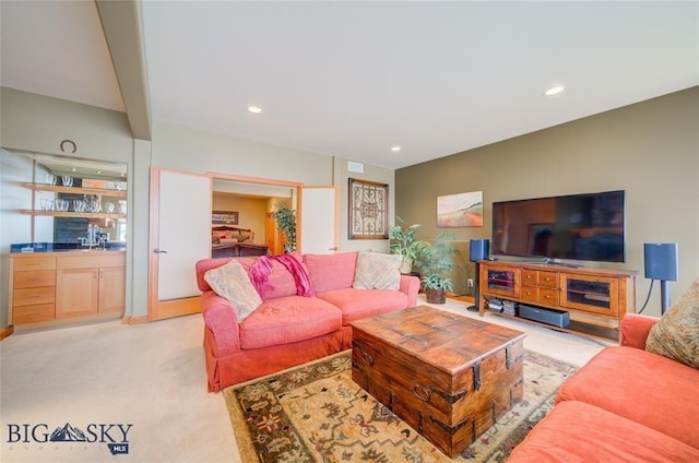1061 Lookabout Ln, Manhattan, MT 59741 - carpeted living area featuring recessed lighting
