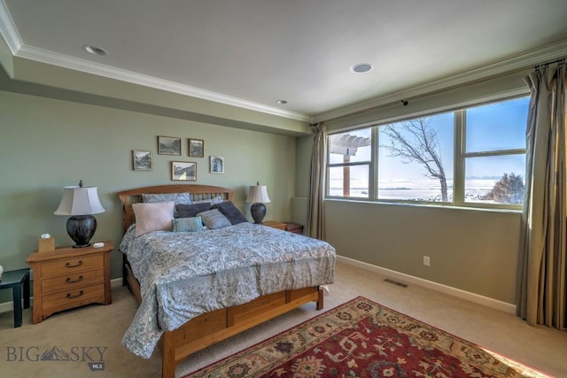 1061 Lookabout Ln, Manhattan, MT 59741 - bedroom with crown molding, light colored carpet, and baseboards