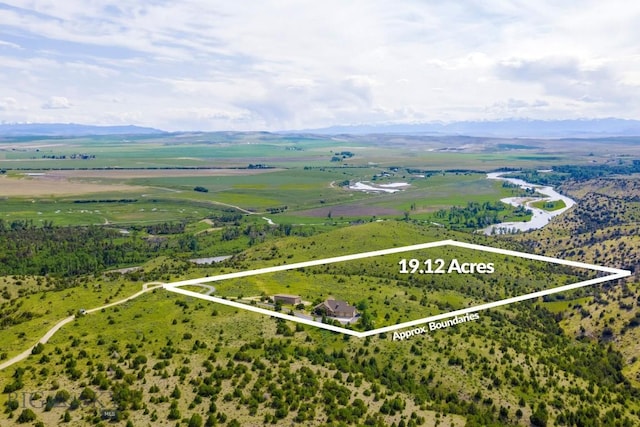1061 Lookabout Ln, Manhattan, MT 59741 - view of rural area featuring a mountainous background and property boundaries highlighted