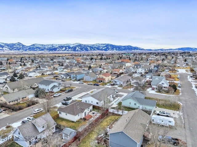 bird's eye view with a mountain view