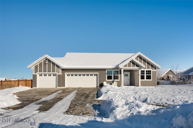 view of front of property with a garage