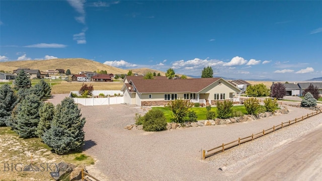 ranch-style house with a mountain view