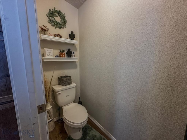 bathroom with hardwood / wood-style flooring and toilet