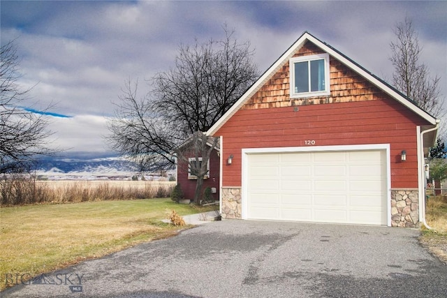 garage with a yard