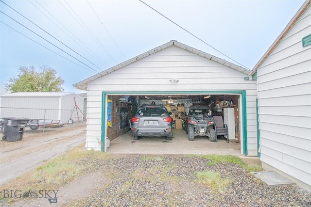 view of garage