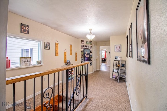 hallway with carpet floors