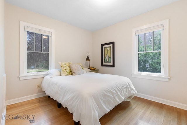 bedroom with wood-type flooring