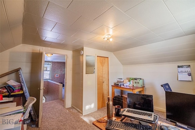 bonus room featuring vaulted ceiling and carpet flooring