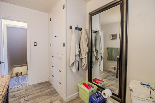 bathroom featuring wood-type flooring