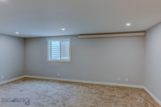 basement with carpet floors