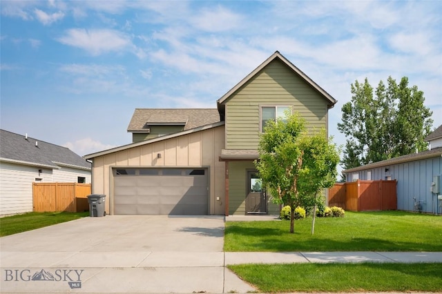 view of front facade with a front lawn and a garage