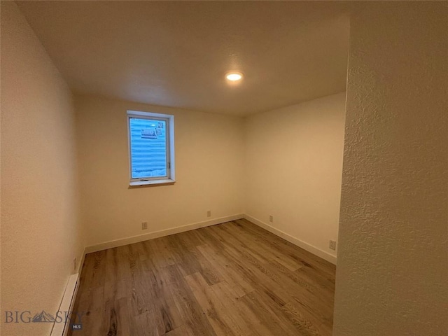 spare room featuring wood-type flooring