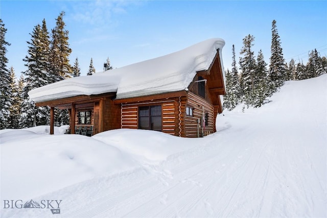 view of snow covered exterior