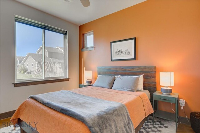 bedroom featuring ceiling fan