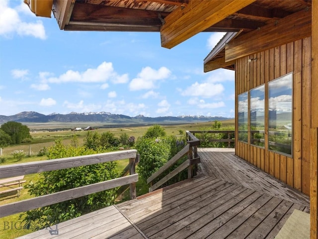 deck with a mountain view