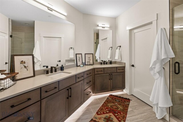 420 Sage Ave Unit B, Ennis, MT 59729 - bathroom featuring a sink, double vanity, and a stall shower
