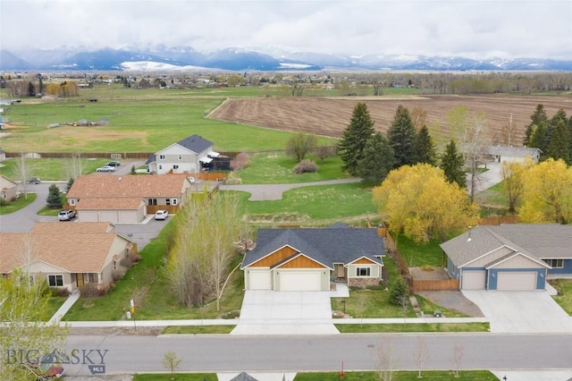 bird's eye view with a mountain view