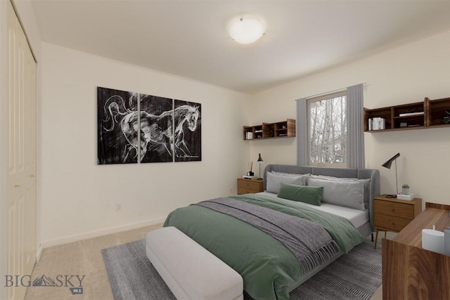 carpeted bedroom featuring a closet