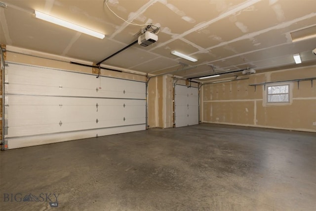 garage with a garage door opener