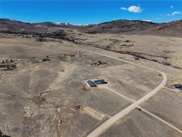 birds eye view of property with a mountain view