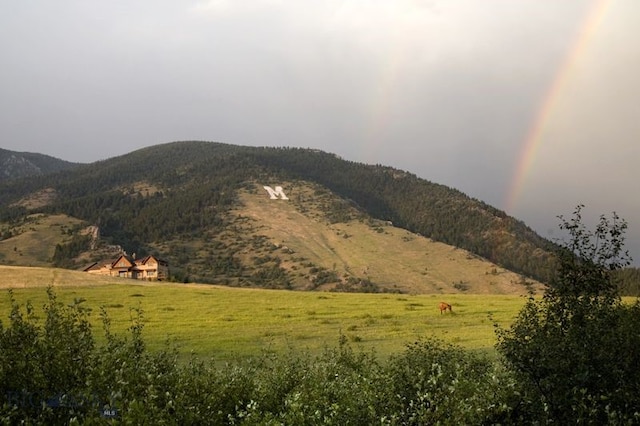 view of mountain feature with a rural view