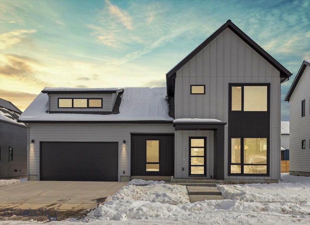 modern farmhouse with a garage