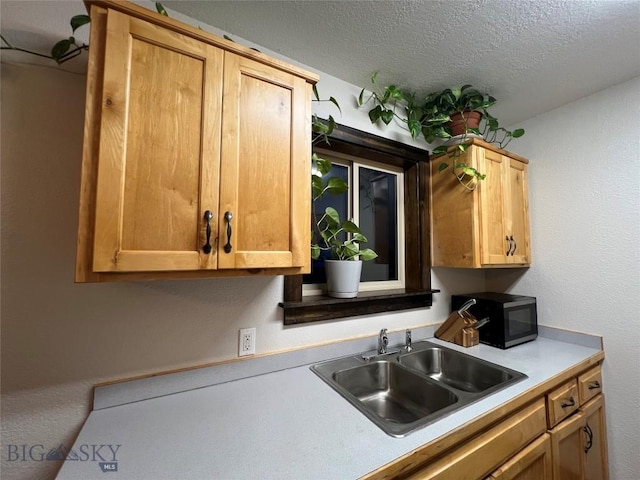 kitchen featuring sink and a textured ceiling