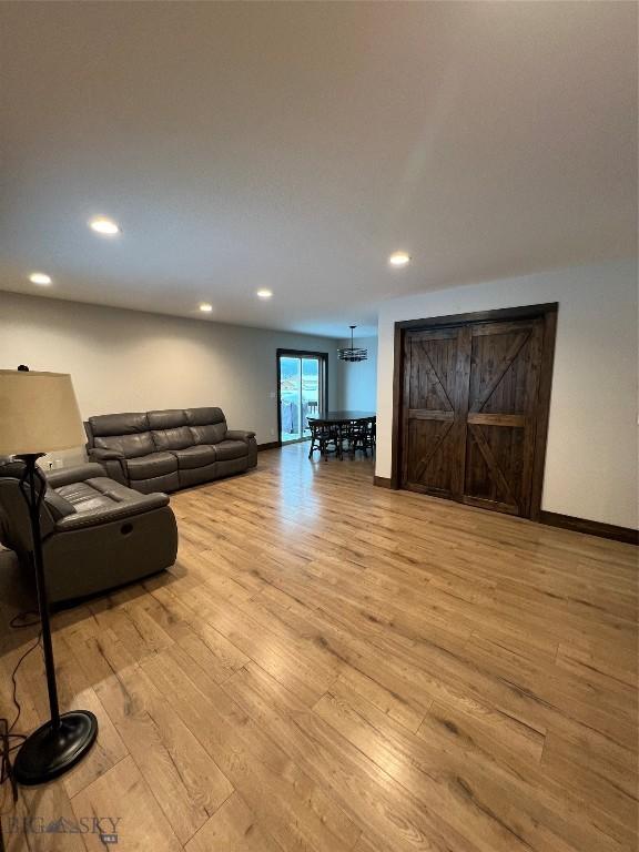 living room featuring light hardwood / wood-style floors