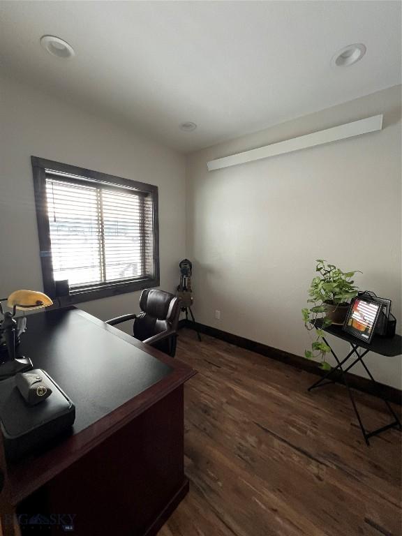 office featuring dark hardwood / wood-style floors