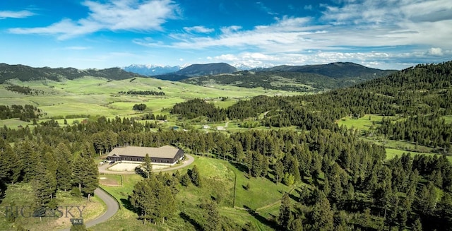 drone / aerial view with a mountain view