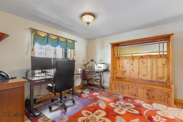 office space featuring hardwood / wood-style floors