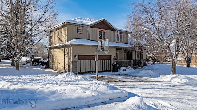 view of front of house with a garage