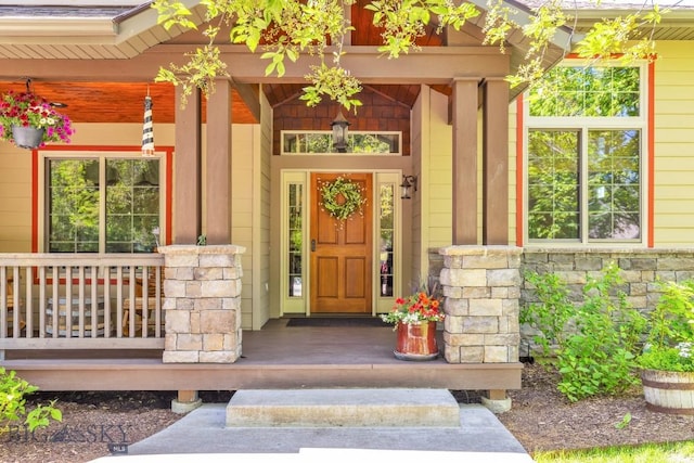 3213 Augusta Dr, Bozeman, MT 59715 - entrance to property with stone siding and covered porch