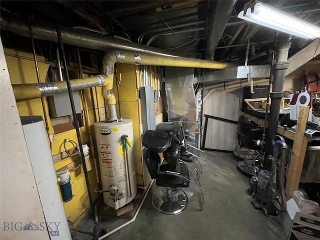 utility room featuring water heater