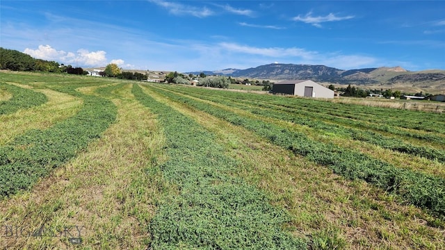 view of yard with a mountain view and a rural view