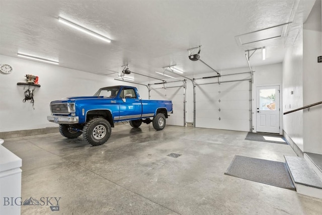 garage with a garage door opener