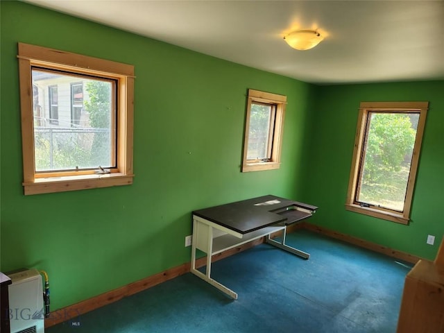 miscellaneous room featuring heating unit and a healthy amount of sunlight