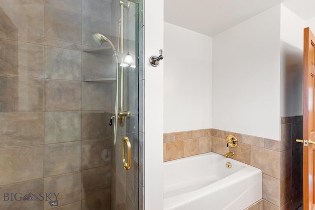 bathroom with plus walk in shower