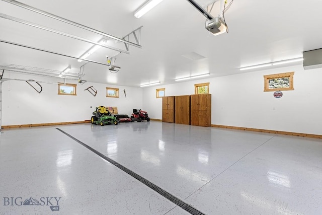 garage with a garage door opener