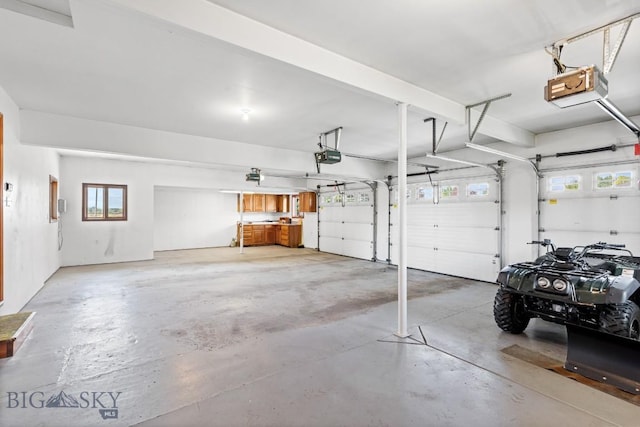 garage with a garage door opener