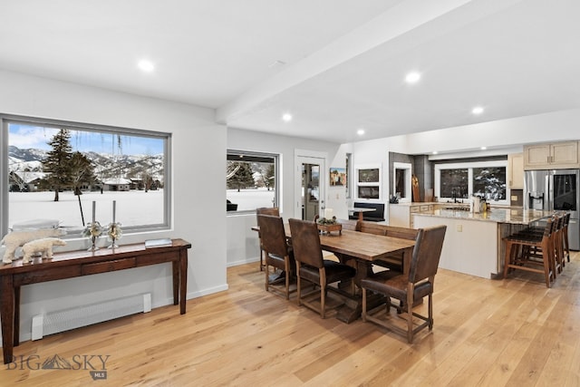9 Park Plaza Rd, Bozeman, MT 59715 - dining area with recessed lighting, baseboard heating, and light wood-style floors
