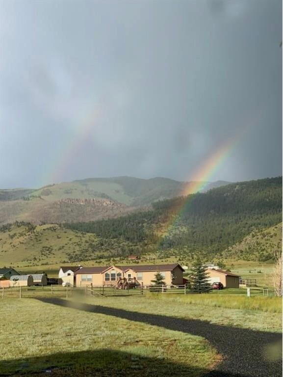 mountain view with a rural view