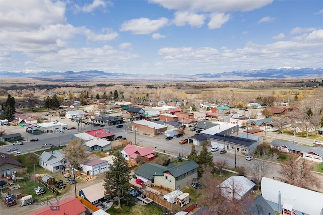 drone / aerial view with a mountain view and a residential view