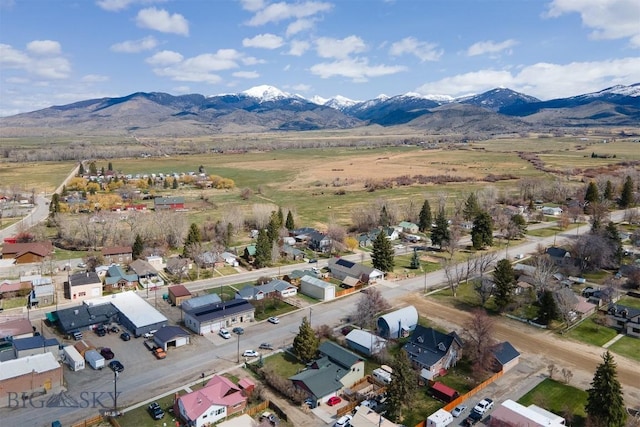 drone / aerial view featuring a mountain view and a residential view